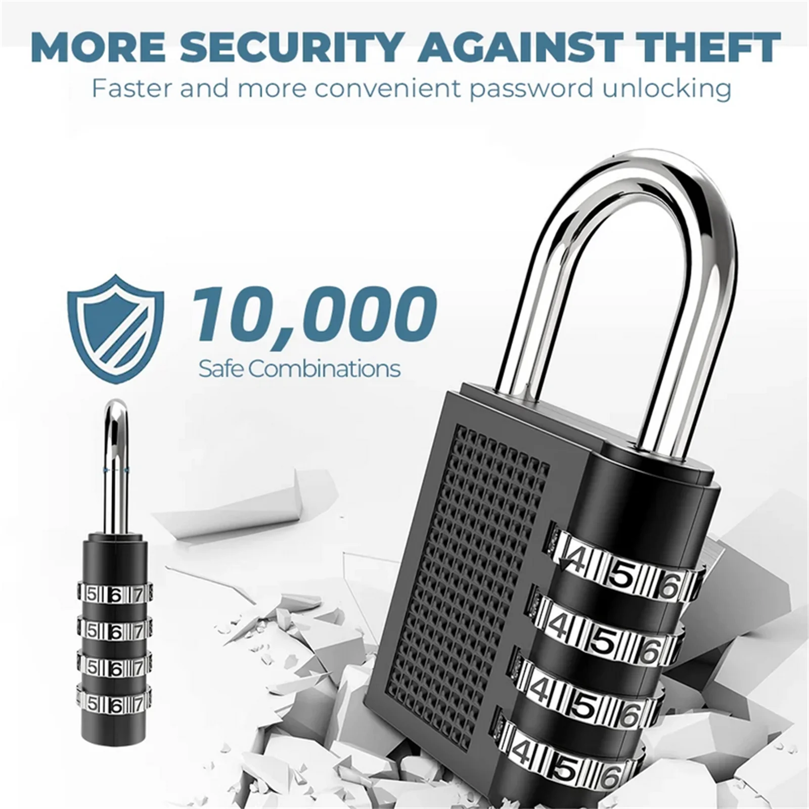 Impermeável combinação Cadeado, codificado Lock, codificado Lock, 4 Número Dígito, Pad Lock, mala, bagagem, ao ar livre