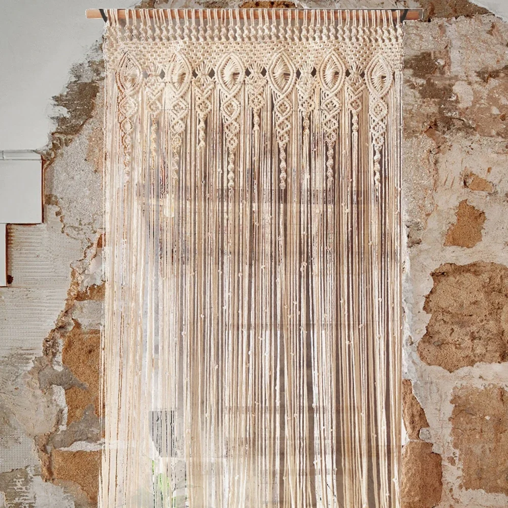 Handmade Hanging Tapestry Macrame Wedding Backdrop Curtain Tassel Wall Art Boho Home Decor No Telescopic Rod Custom Contact US