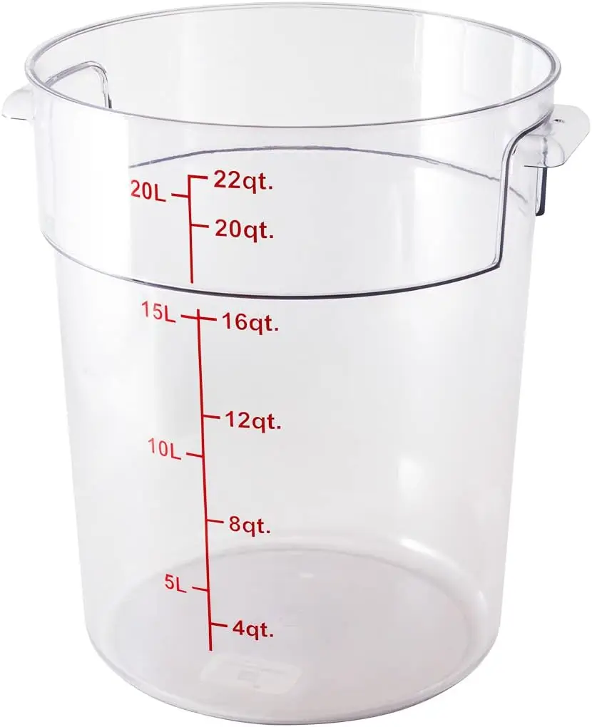 Food Storage Containers 10 Round Commercial Storage Containers - Lids Sold Separately With Volume Markers Clear Plastic Food