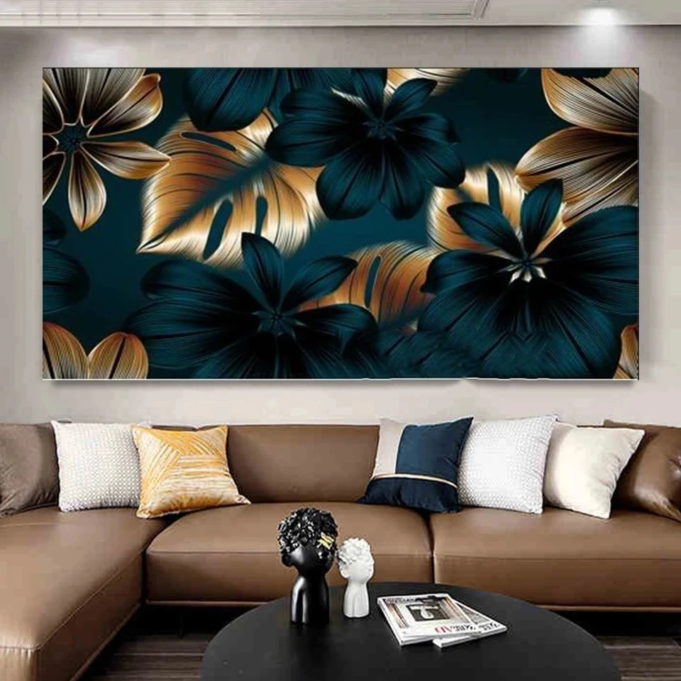 Pittura diamante fai da te di grandi dimensioni oro e giglio nero Kit mosaico trapano completo fiori immagine cristallo diamante ricamo decorazioni