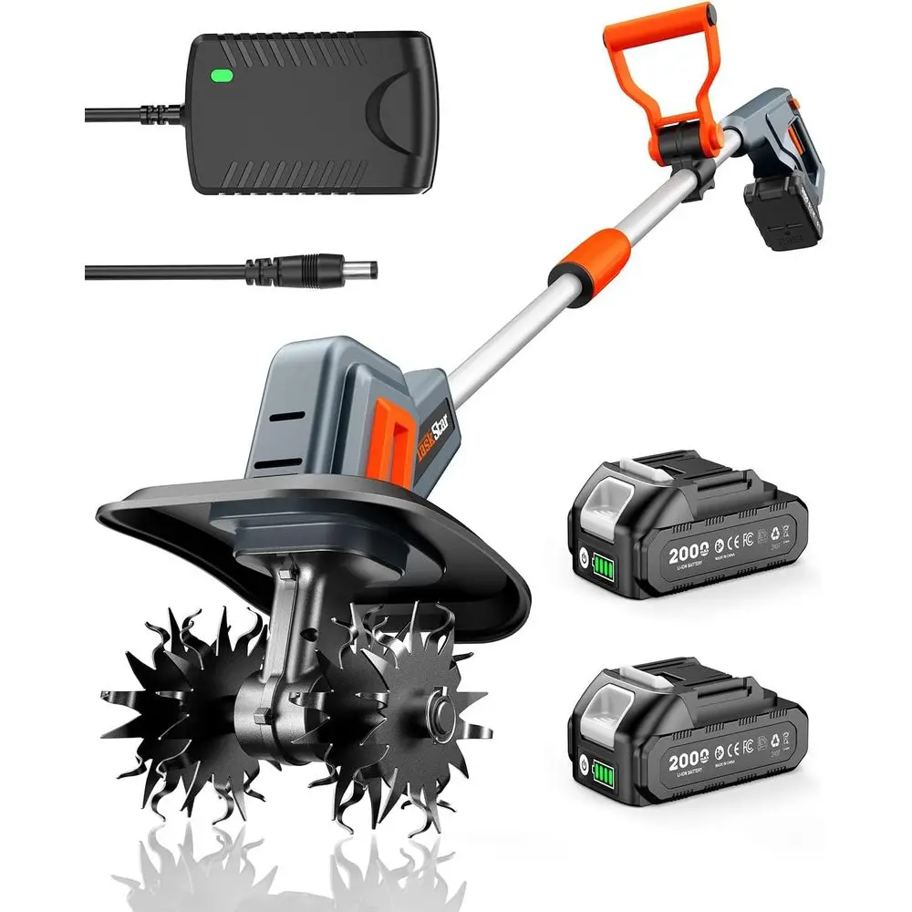 

CordlTiller Cultivator or Gardening, 360 RPM Electric Garden Rototiller with 48 Steel Tines, 9 Inch Tilling Width & 7 Inch Depth