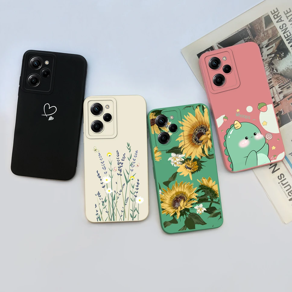 For Xiaomi Poco X5 X5 Pro 5G Case Fashion Flower Smooth Liquid Silicone Back Cover Bumper For Xiaomi PocoX5 X 5 Pro Fundas Capa