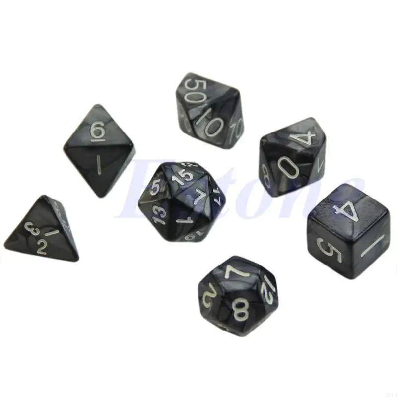 

7 черносторонних кубиков D4 D6 D8 D10 D12 D20, набор ролевых поли-игр