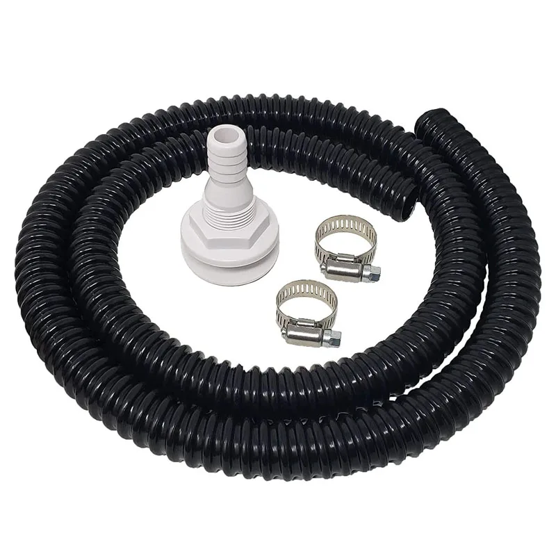 Kit de instalación de bomba de sentina de 1-1/8 pulgadas de diámetro, manguera de PVC de primera calidad, 2 Abrazaderas de acero inoxidable y accesorios de casco pasante (negro)