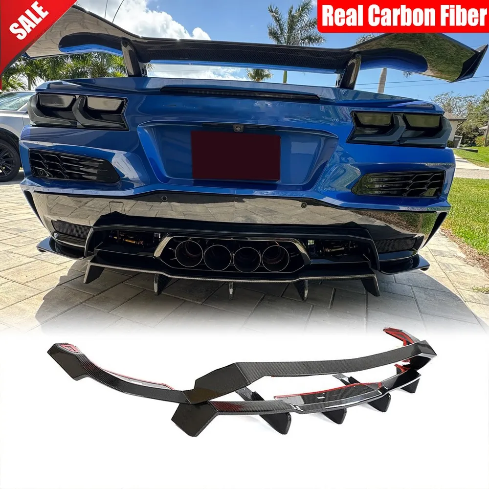

For Chevrolet Corvette C8 Z06 2022-2024 Real Carbon Rear Bumper Diffuser Lips Spoiler Body Kits Car Accessories