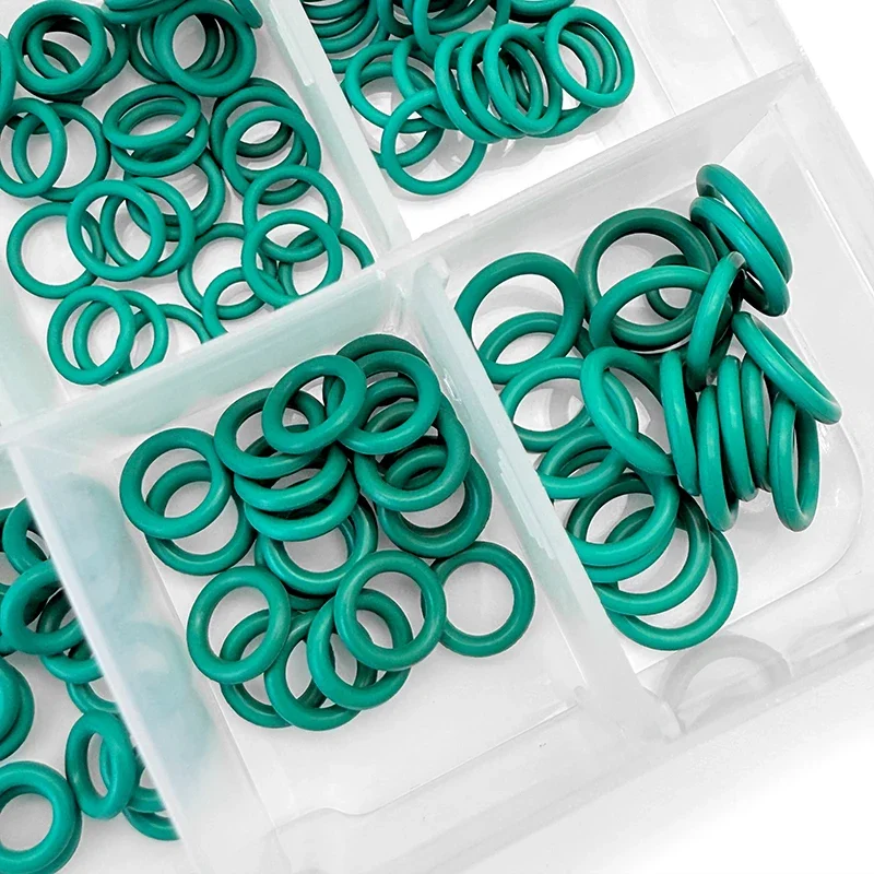 

Комплект уплотнительных колец Viton FKM из фторкаучука, 10 размеров, зеленые, толщина 1/1,5 мм, внешний диаметр 4-10 мм, кислото- и щелочестойкие, маслостойкие уплотнения для оборудования