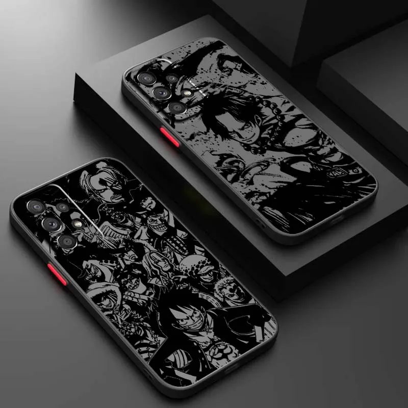 One Piece Dark D. Luffy Design Phone Case For Samsung A73 A72 A71 A55 A54 A53 A52 A51 A35 A25 A15 A14 5G Frosted Translucent