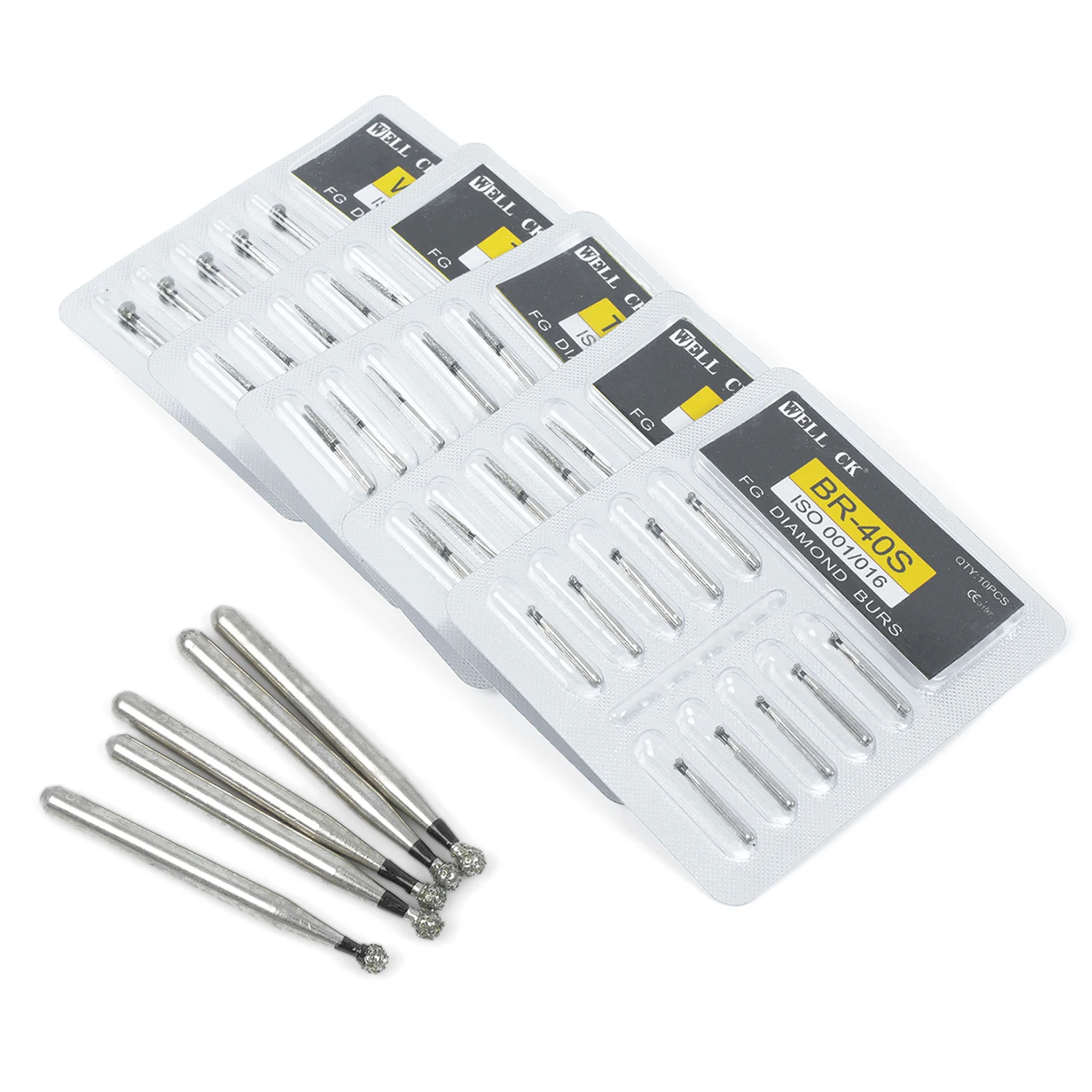 10pcs/Pack WellCK Dental Diamond Burs 1.6mm for High Speed Handpiece Super Coarse Diamond Dentist Grinding Tool Grinder