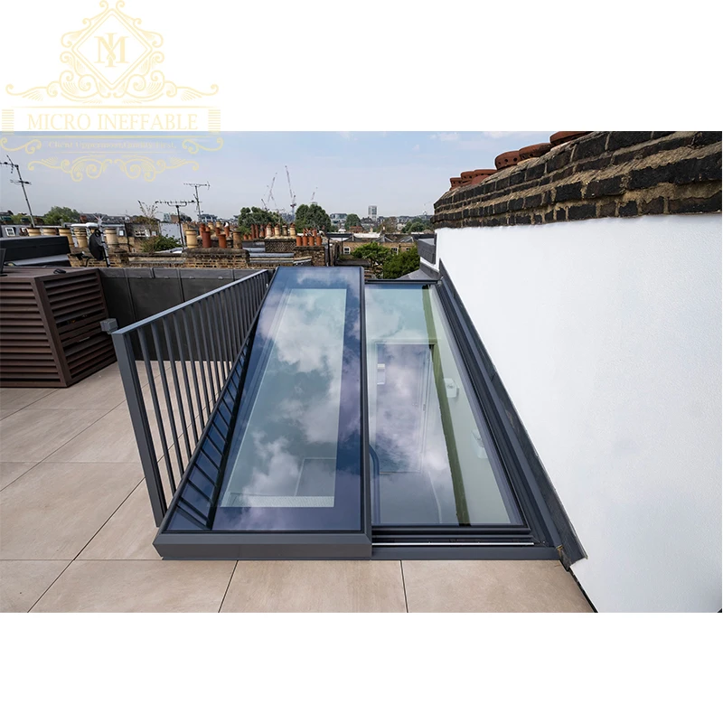 Top Level Modern Design Hurricane Resistant Automatic Aluminum Sliding Skylight With Thermal Insulation Double Tempered Glass