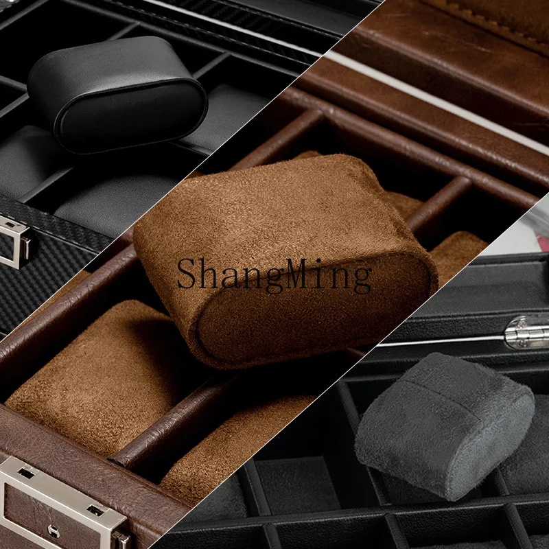 CL electric watch shaker storage box carbon fiber pattern PU automatic winding  box mechanical watch rotating motor