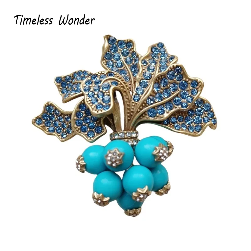 Timeless Wonder Retro Zircon หัวไชเท้าเข็มกลัด Pins สําหรับผู้หญิงเครื่องประดับรันเวย์อินเทรนด์หายาก Vintage ค็อกเทลของขวัญหวาน 5382