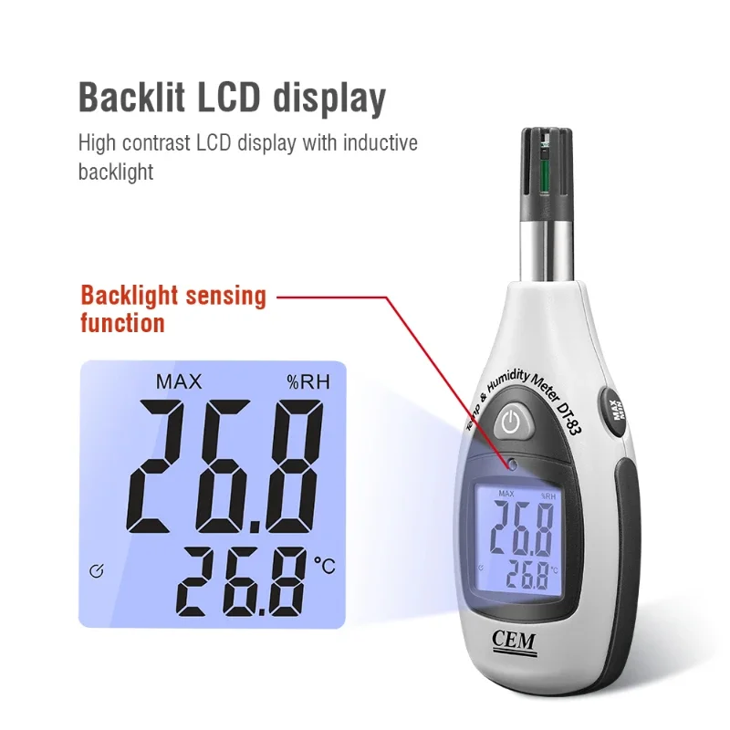 

CEM DT-83 Industrial Portable Digital Mini Temperature Humidity Meter Monitor Sensor Thermometer Hygrometer For Warehouse