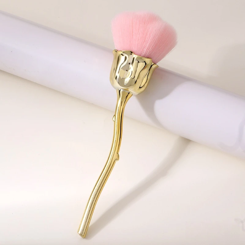 Nail Brush Rose Shape Soft Bristle Manicure Dust Cleaner Gel Polish Remover Salon Home Nail Art Practical Beauty Tool