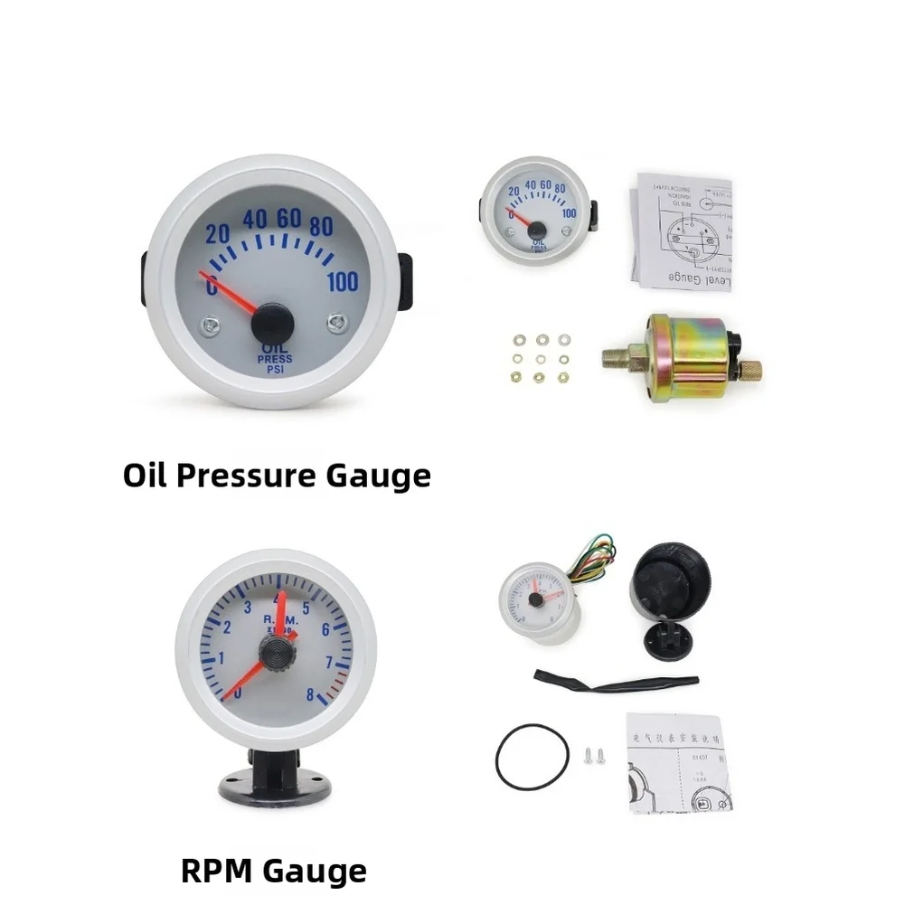 Comprehensive Vehicle Monitor Car Gauge 12V Car Gauge 52mm LED Gauge Prewired Harness LED Display Car Dashboard