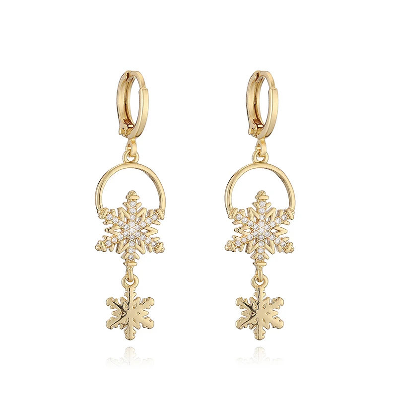 GANPUP Elegante Glänzende Zirkonia-Schneeflocken-Ohrhänger für Damen Neue Ohrklemme Modischer Trendschmuck Geschenk für Partys серьги – Detail 7