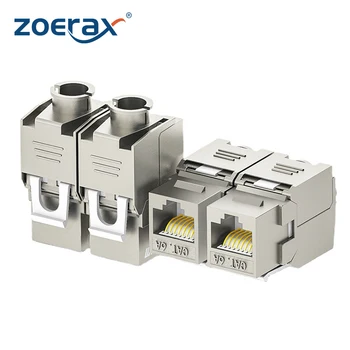 ZOERAX 1Pcs Cat6a Cat7 키스톤 잭 Cat7 RJ45 STP 도구가없는 유형 아연 합금 모듈 잭 어댑터 커플러 22 ~ 26 AWG 케이블