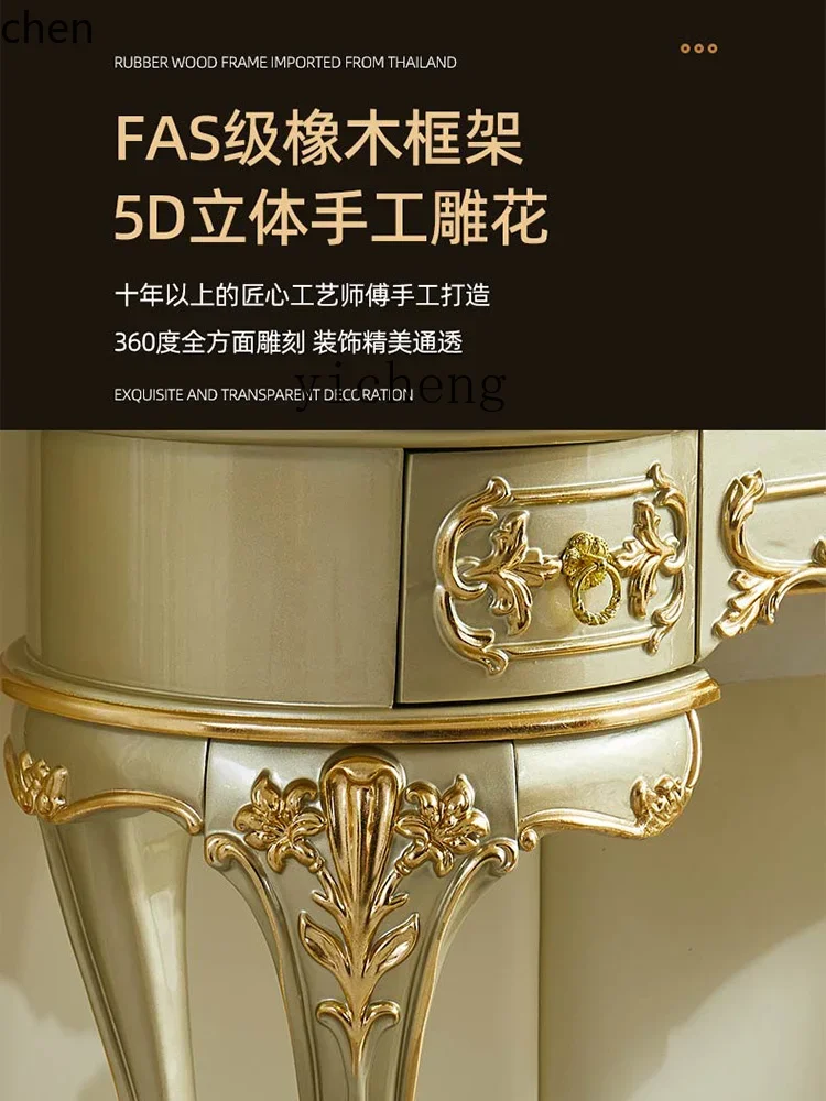 7.16-c13   dresser stool combination solid wood dressing table French bedroom mirror high-end luxury champagne gold