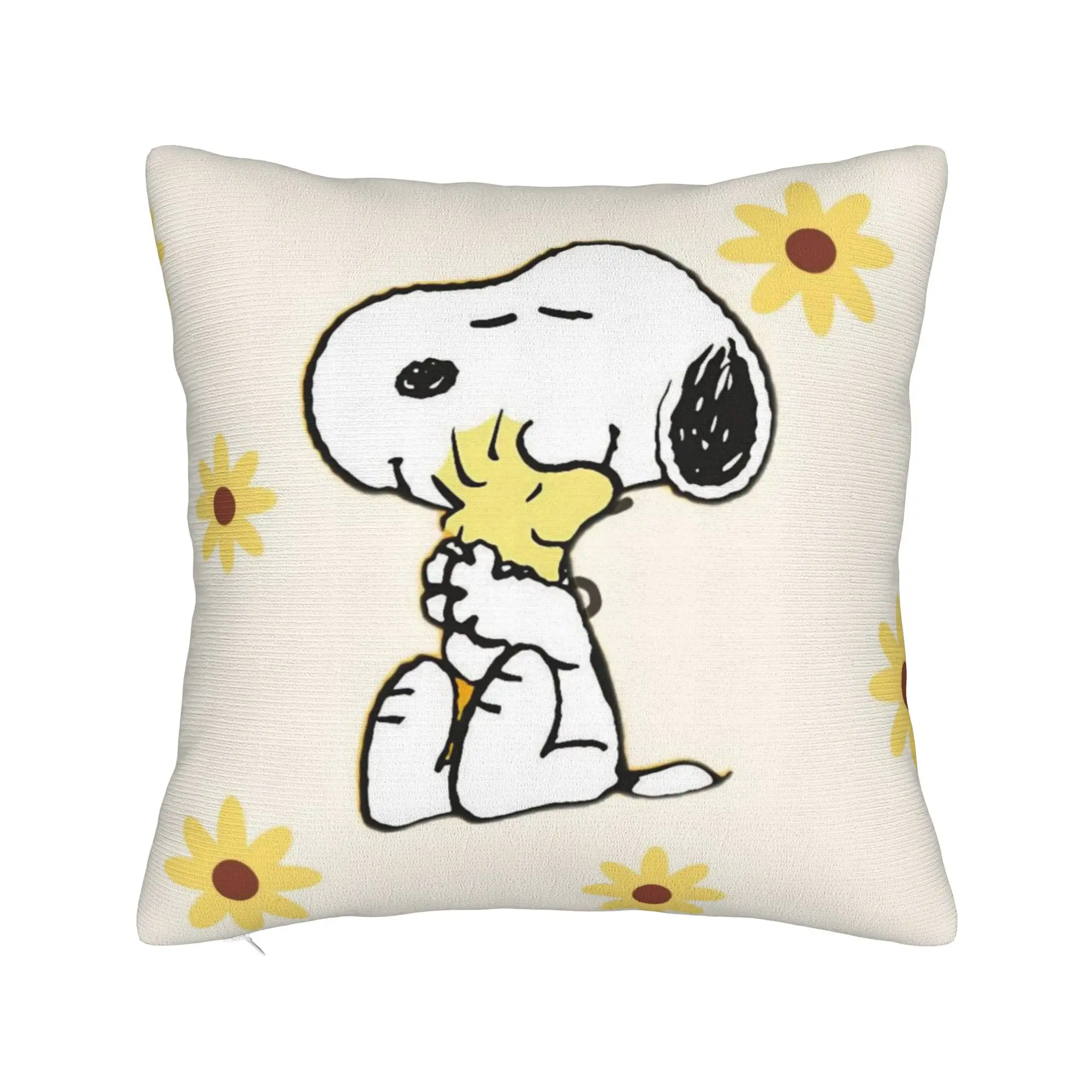 Cartoon Cute S-Snoopys Square Pillowcases Polyester Car Sunflower Cushion Case Creative Decorative Pillow Cover 40*40