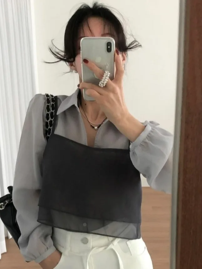 

Женская майка, летняя уличная одежда, корейский модный дизайн, двухслойная верхняя одежда с одной пуговицей, верхняя одежда