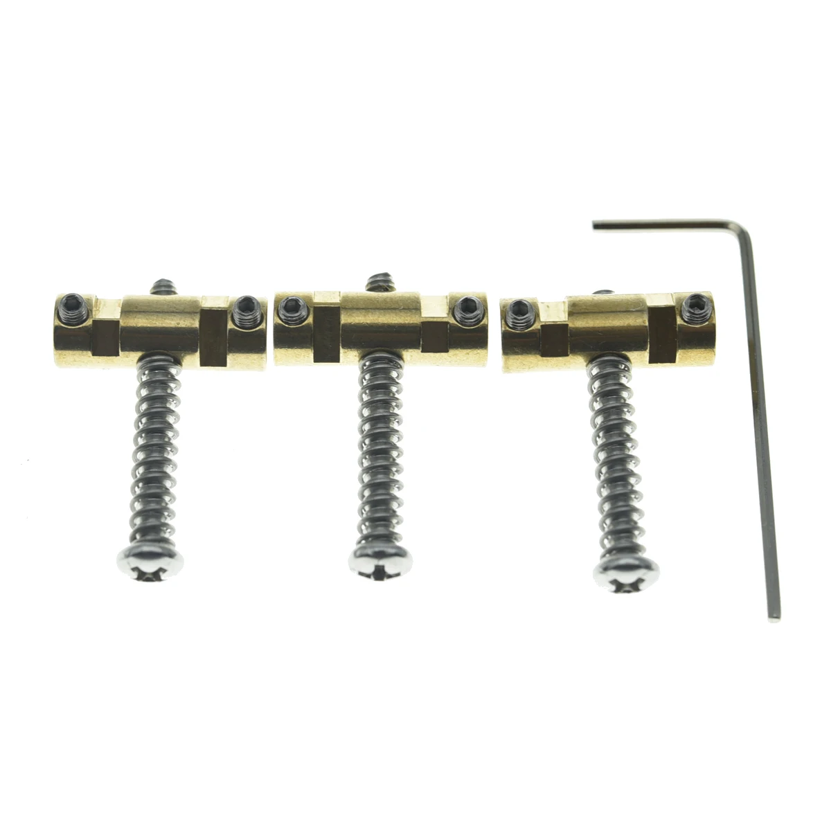 Dopro Set of 3 Brass Compensated Saddles Barrel Style Brass Bridge Saddles for Vintage 52/62 Tele/Telecaster Bridges