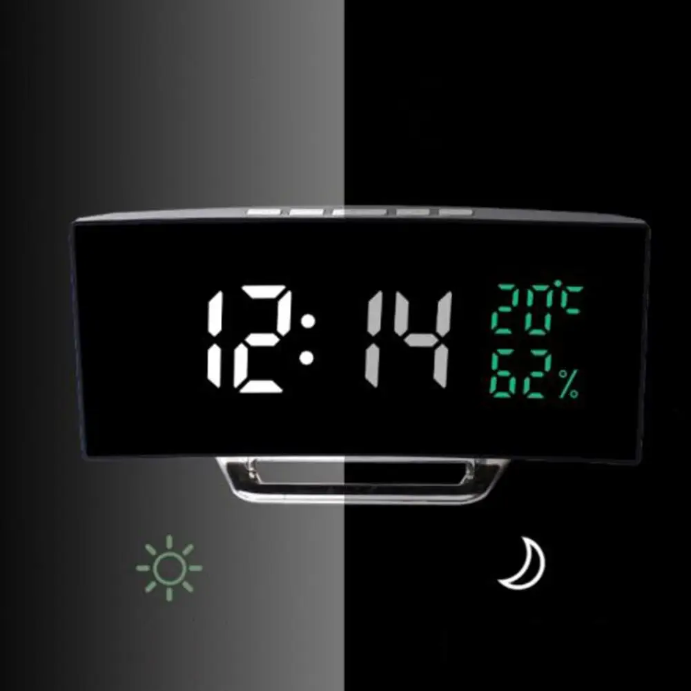 LED Digital Alarm Clock With Time Date Temperature Humidity Display 12/24h Multi-function Electronic Desk Table Clock For Room