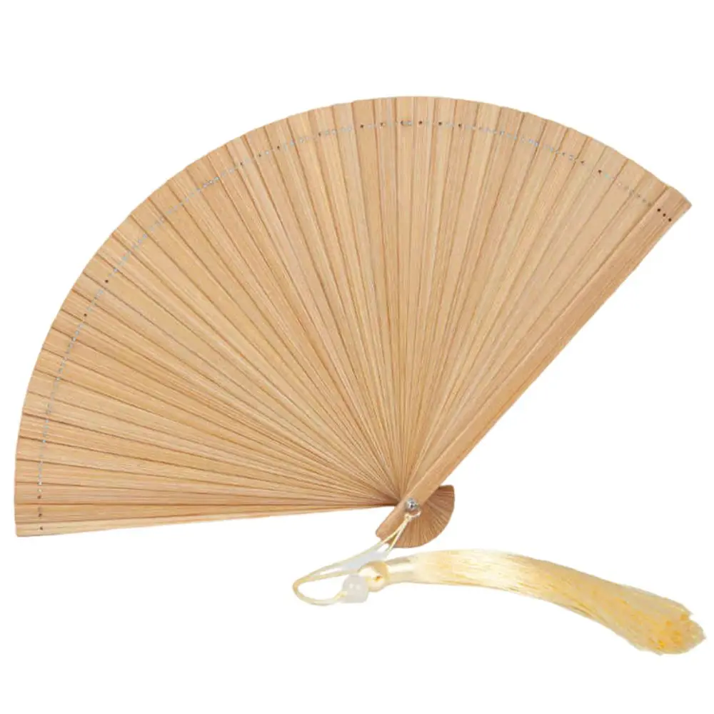 Chinese Style Solid Color Bamboo Fan Portable Retro Elegant Handheld Fans Exquisite with Random Tassel Kimono Fan Cheongsam Show