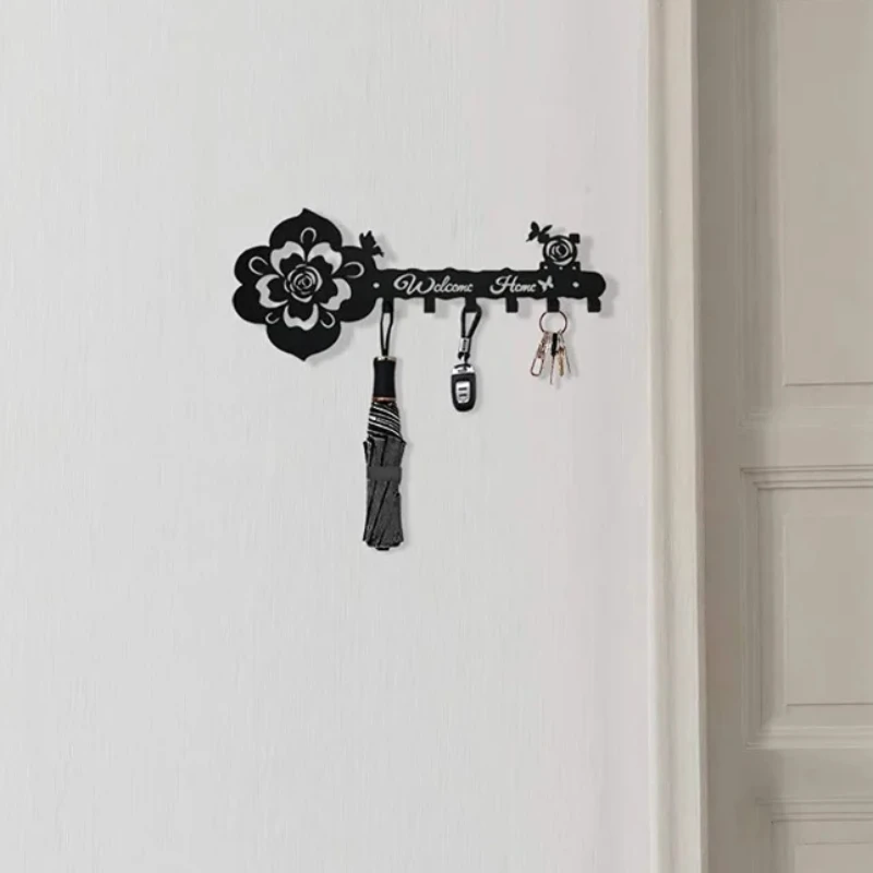 

Stylish Black Rose Butterfly Key Hanger for Indoor Wall Decoration - Perfect Valentine's Day Gift Wall hanging，Wall-mounted