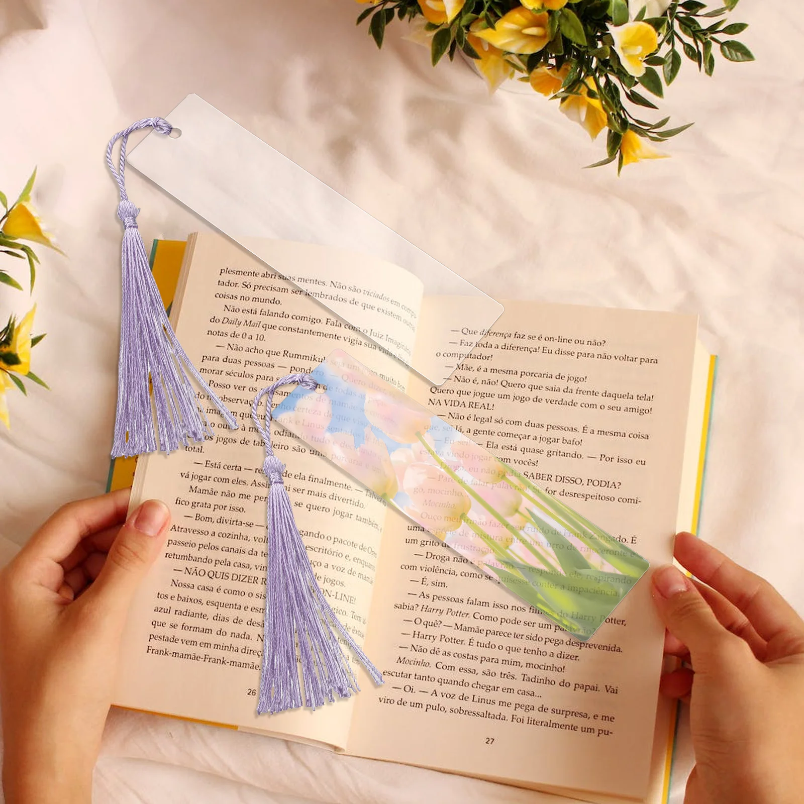 30 ชุดอะคริลิคใสบุ๊คมาร์ค DIY Bookmark อ่านหนังสือ Mark Book Page Marker กับพู่เครื่องเขียน