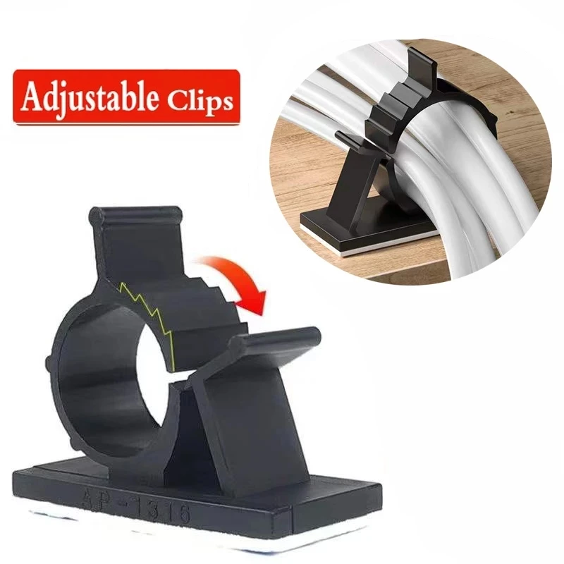 

10PCS Self-adhesive Cable Organizer Clips Adjustable Desk Wire Tie Fixed Clamp Line USB Cable Management Holder Home office Car