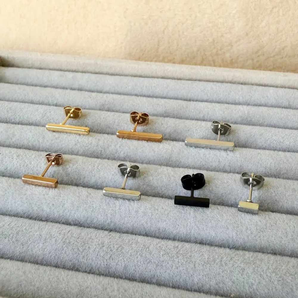 Brief Style Stainless Steel 1 Shape Stud Earrings Fashion No Easy Allergy Free 3 Size For Size