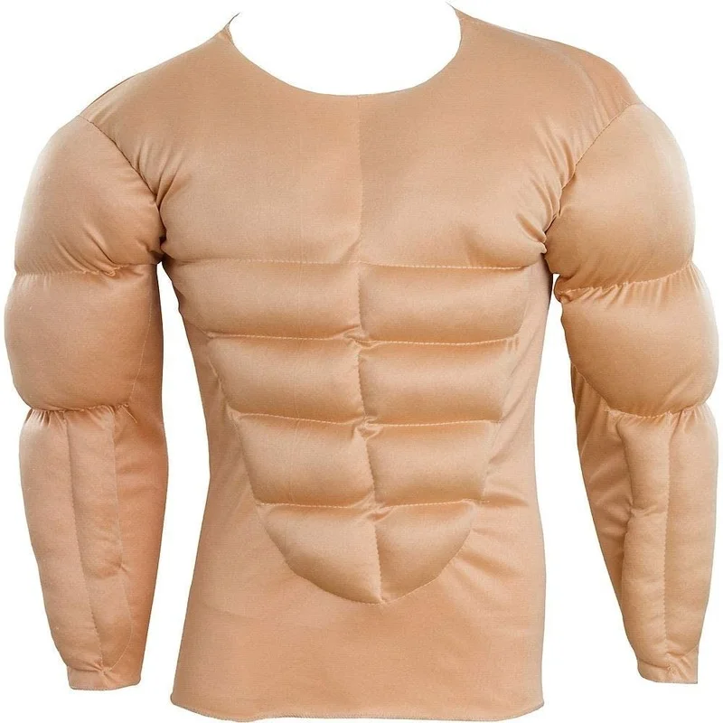 Traje de camisa muscular estándar para hombres, ropa de camisa muscular realista, tono de piel, Verano