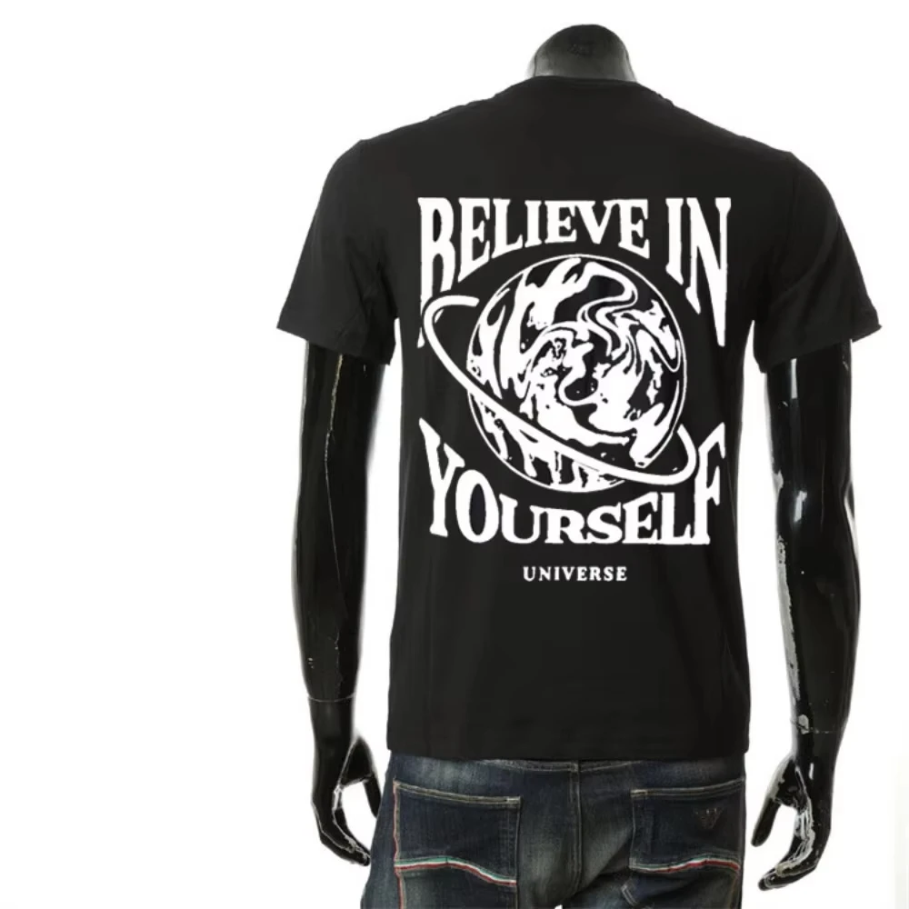 

Men's Believe in Yourself Universe Graphic T-Shirt Cotton Casual Short Sleeve Loose Fit Fashion Breathable Oversized Tee