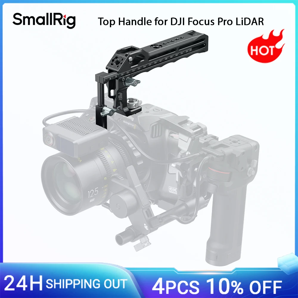 

SmallRig Top Handle for DJI Focus Pro LiDAR with Locking Knob Cold Shoe Built-in Telescoping Module & Measuring Scale -5236