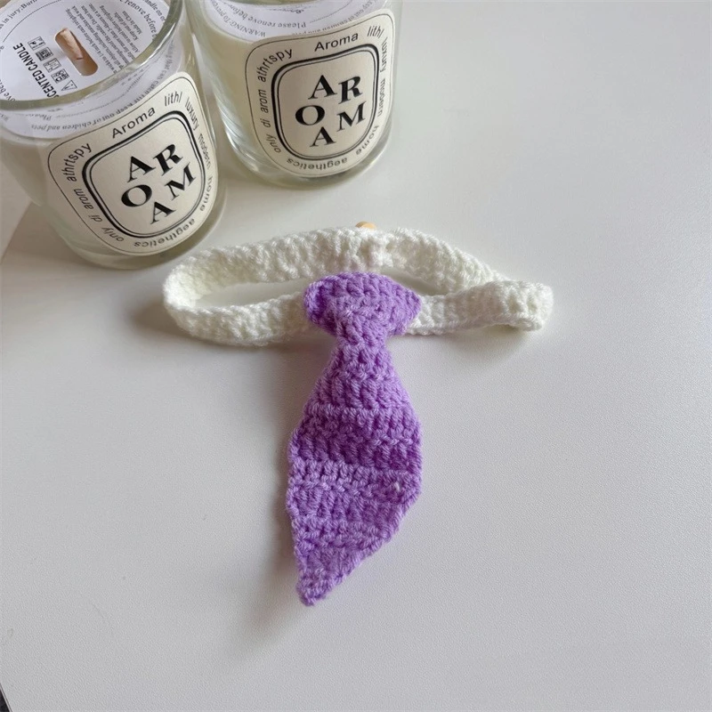 بحتة اليد الكروشيه الحيوانات الأليفة التعادل لينة مرنة القط ربطة القوس فيونكة شتاء دافئ الحيوانات الأليفة الملحقات الكلب مريلة طوق الطرف الديكور