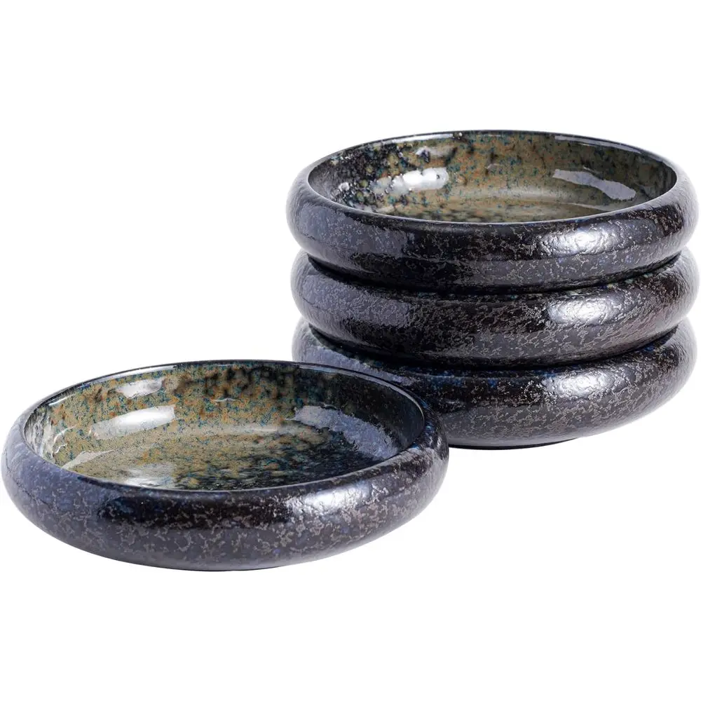 

Japanese Salad Plate, Blue Plates and Bowls Set, Stoneware Plate Set, Appetizer Plates Set of 4, 5.5 inch, 14 oz (Nebula Blue)