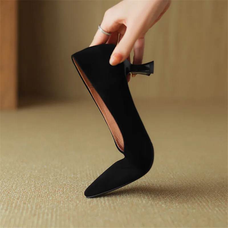 New Spring Sheep Suede Women Shoes Pointed Toe Women Pumps Shallow Loafers Shoes for Women Leopard Print High Heels Ladies Shoes