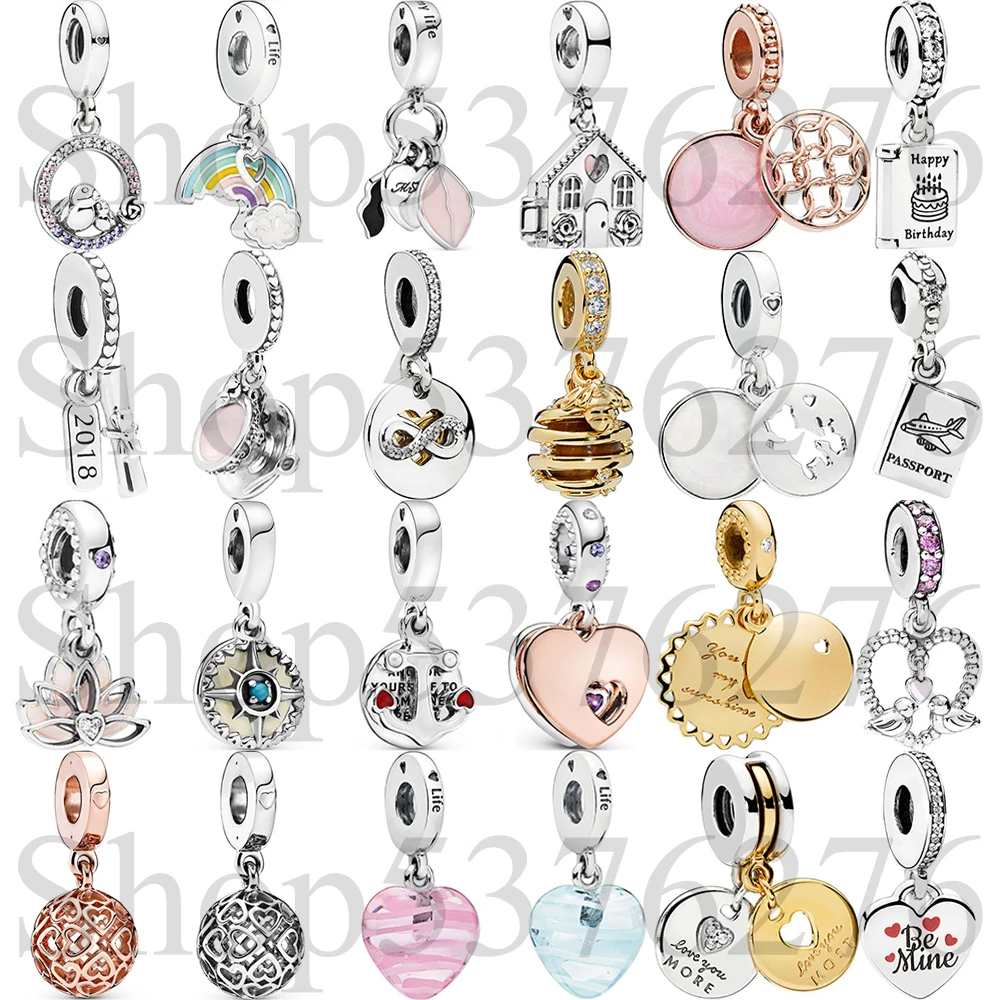 Стерлингового серебра 925 пробы, бусины, паспорт, пожелания на день рождения, бесконечное сердце, висячие подвески, подходят для модного женского браслета, подарок, ювелирные изделия своими руками Стерлингового серебра 925 пробы, бусины, паспорт, пожелания на день рождения, бесконечное сердце, висячие подвески, подходят для модного женского браслета, подарок, ювелирные изделия своими руками