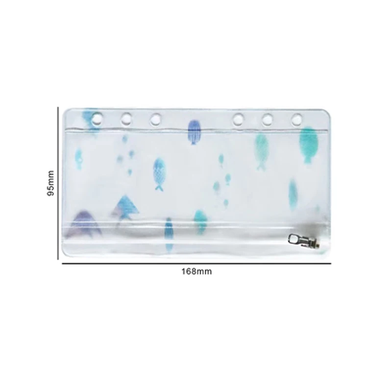 5 pçs/lote novo estilo a6 bolsa pessoal transparente pvc titular do cartão de armazenamento com zíper 6 buraco loose-leaf diário planner acessórios