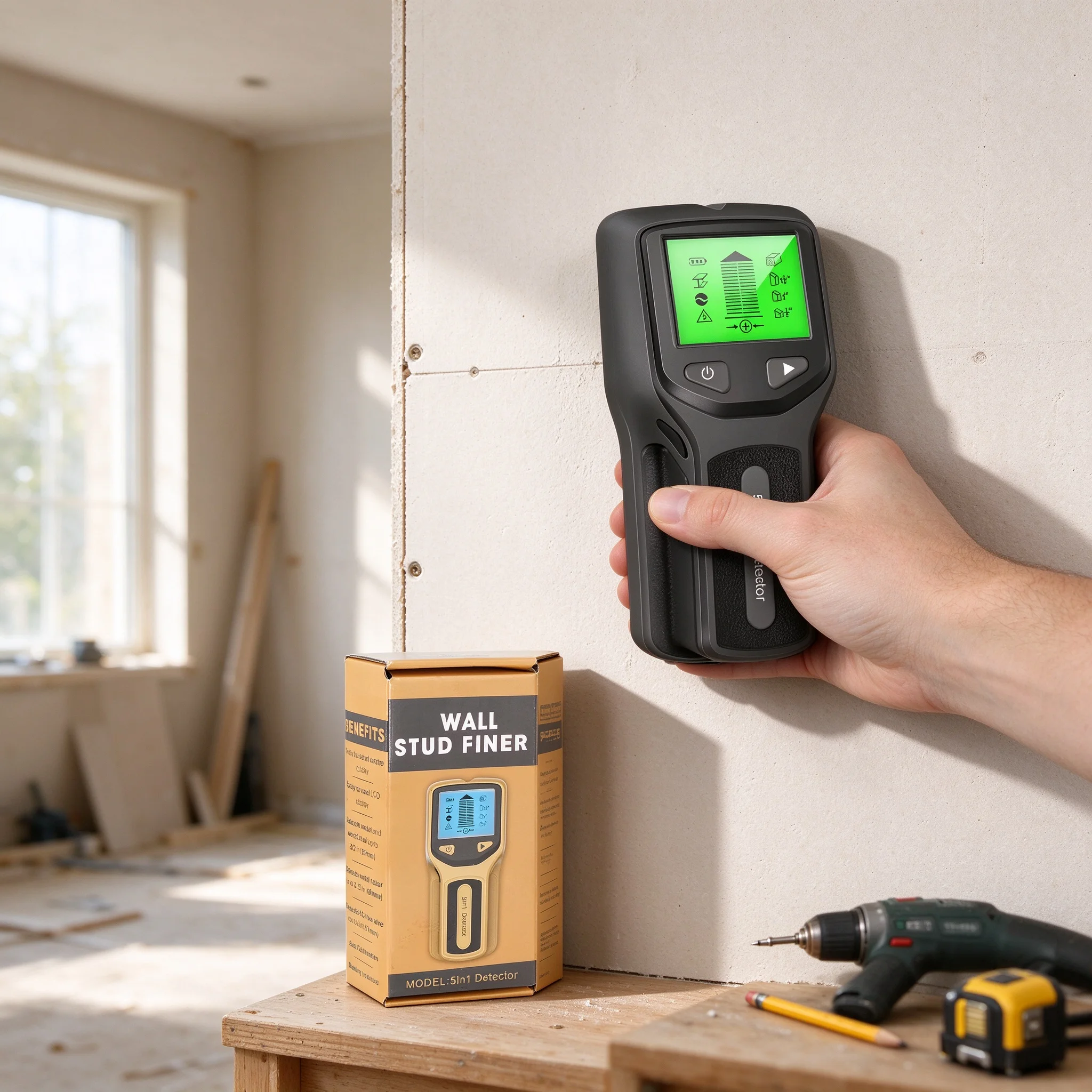 Stud Finder Wall Scanner 5 In 1 - 5-in-1 Handheld Digital Wall Scanner Stud