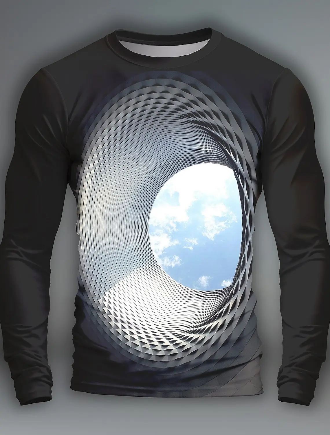 Graphic Optical Illusion Visual Deception Fashion Men's 3D Print T shirt Tee Tops Casual T shirt  Long Sleeve Crew Neck Shirt