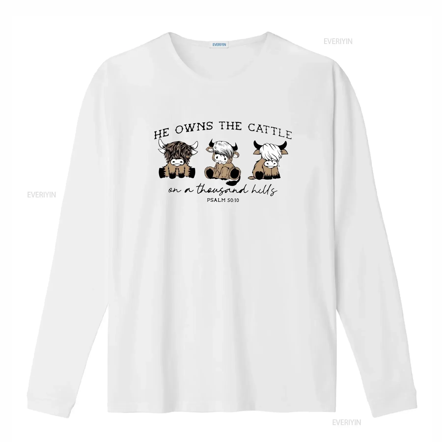 Christian He Owns The Cattle On A Thousand Hills Bible Highland Cow T Shirt Cute Inspiring Design for Faithful Fashion Lovers