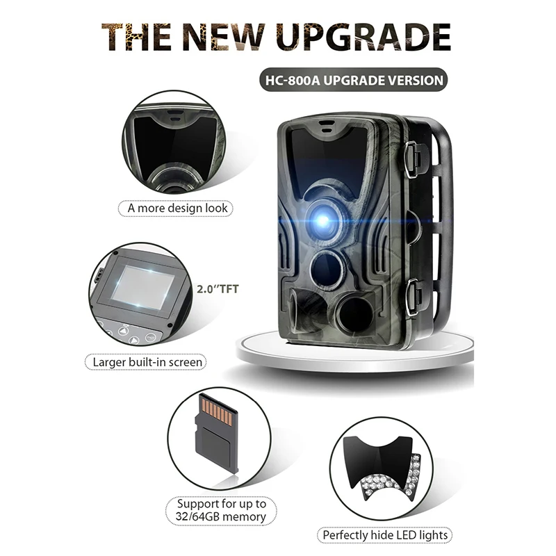 Trail Hunting Camera 16MP HC801A 1080P IP65 Waterproof Photo Traps 0.3s Wild Surveillance Night Vision Motion Activated