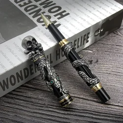 Jinhao Metal Vintage Rollerball Pen Skull Skeleton Unique Pen Cap Fine Point 0.5mm Heavy Collection Ancient Gray Office Gift Pen