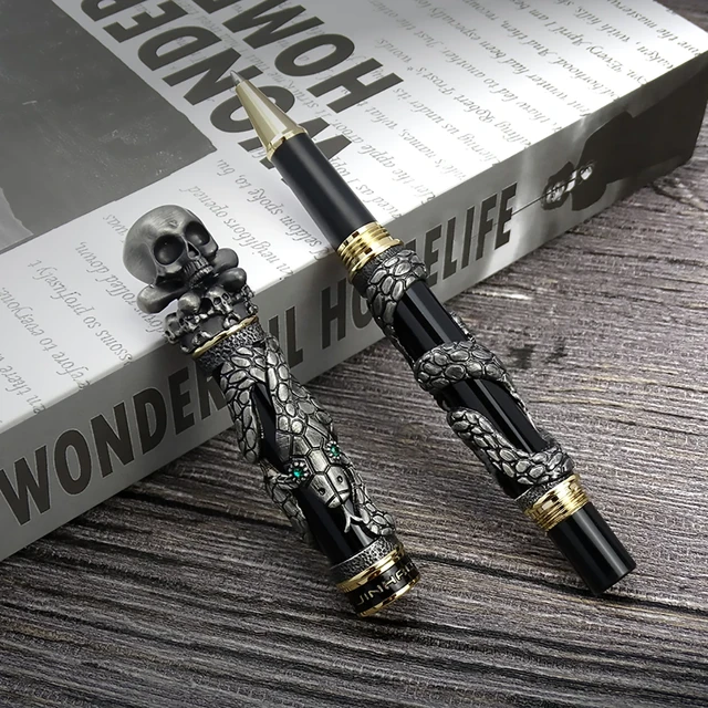 Antique Silver Skull shop Rollerball Pen