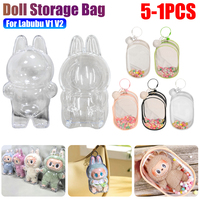 For Labubu V1 V2 Storage Box Monster Toy Elf Doll Transparent Protective Cover Dustproof Hanging Plush Doll Bag Display Cover