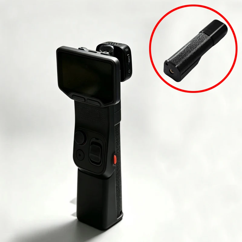 1PCS Multi-Function Handle Enhanced Handheld Grip w Mic Mount/Anti-Slip Texture/Strap Hole for Insta360 Luna Ultra Gimbal Camera