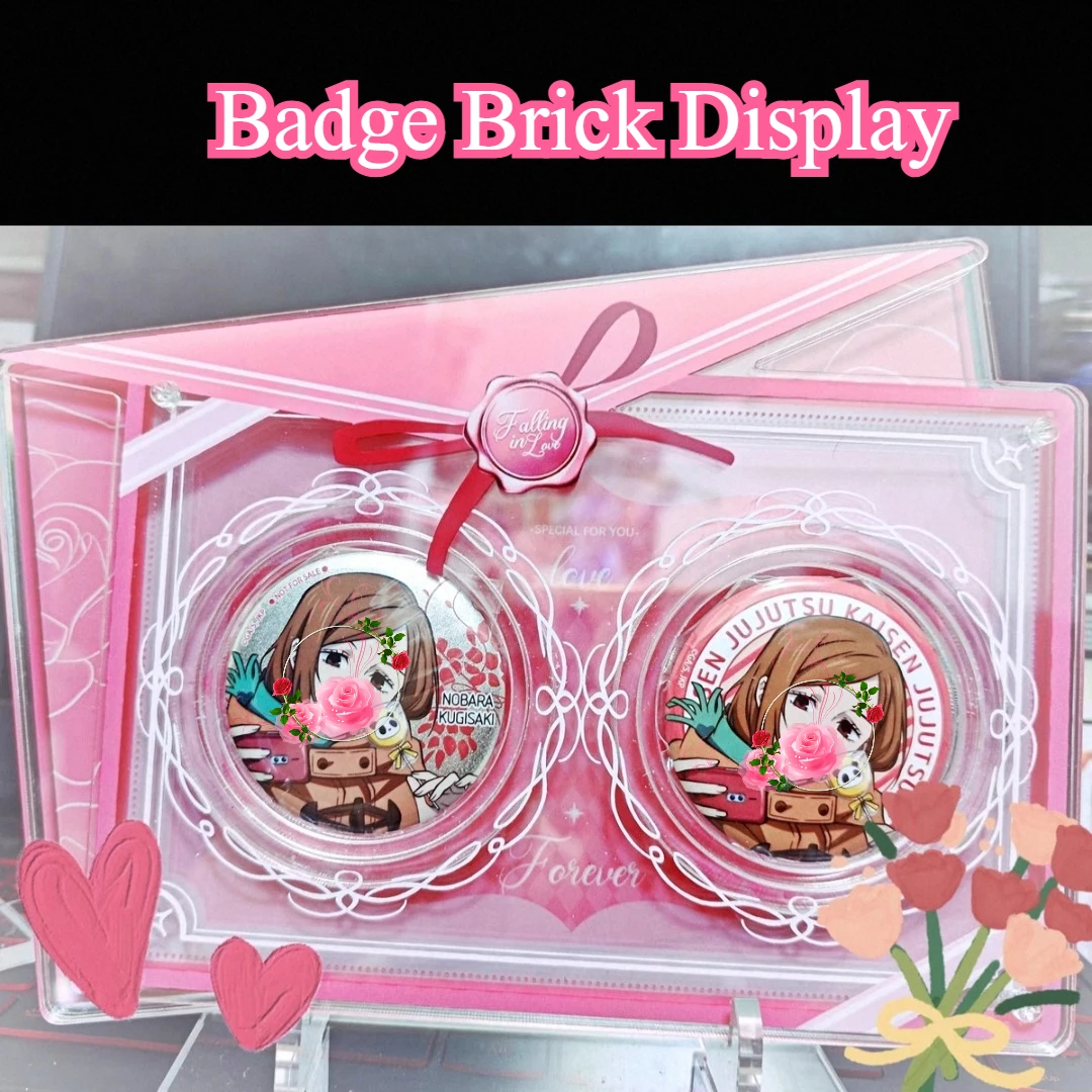 

Badge Anime Character Brick 58/66/75mm Diameter Book Design Anime Badge Decoration Frame Acrylic Storage Box Display No Badge