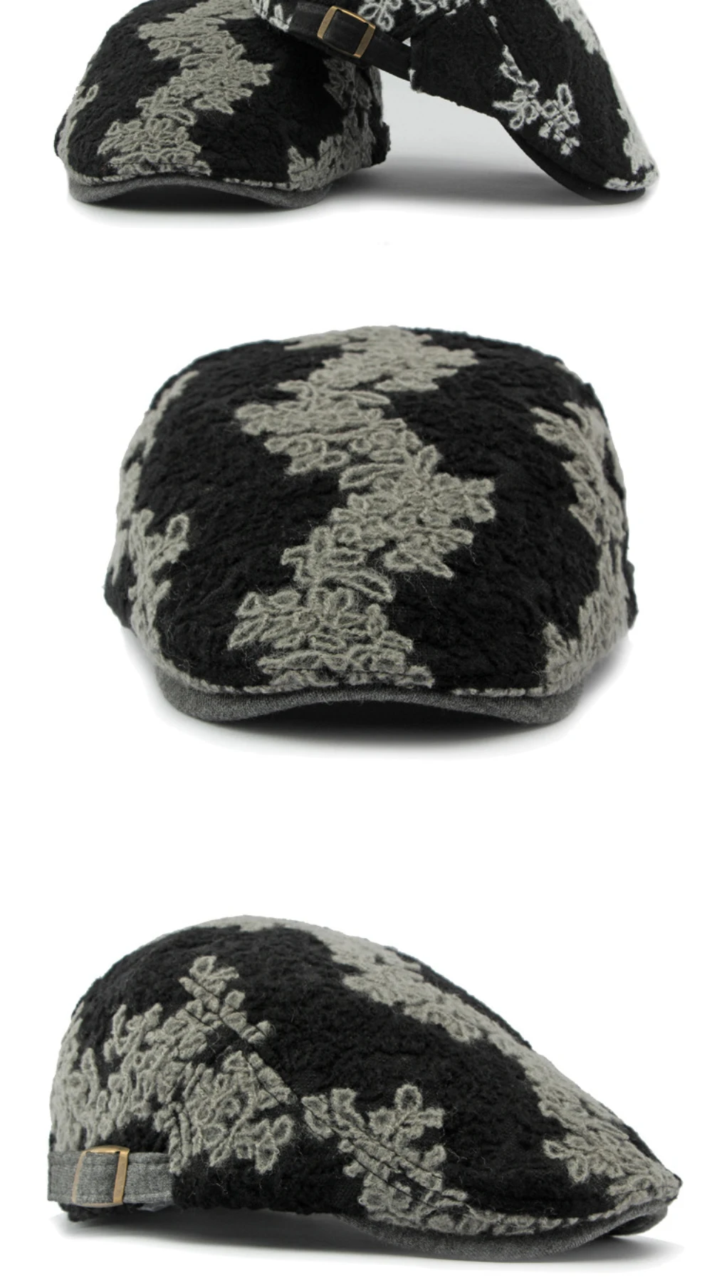 HT4609 Baskenmützen für Männer und Frauen Vintage Blumenmuster Künstler Maler Baskenmütze Unisex Verstellbare Ivy Flachmütze Herbst Winter Strick-Baskenmütze – Detail 5