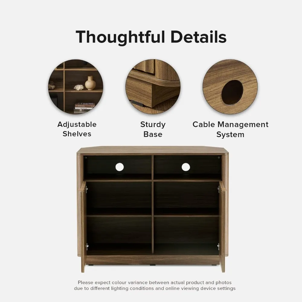 미드 센추리 모던 뷔페, 엔터테인먼트 센터, 문과 선반이 있는 보관 캐비닛, 55인치 TV 스탠드용 미디어 캐비닛