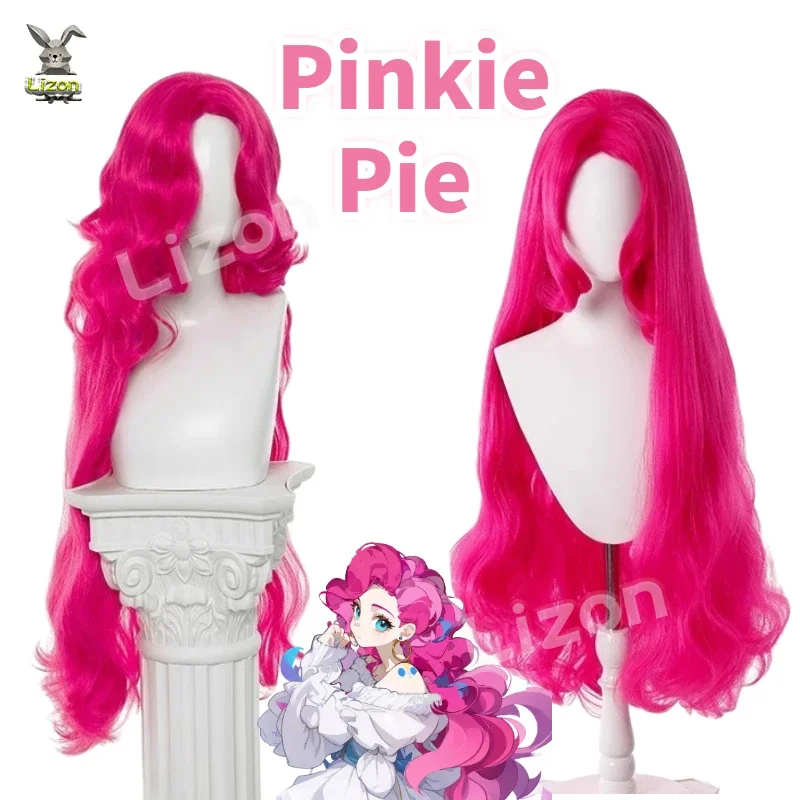 MyLittle Pony Pinkie Pie Cosplay Wig Double Ponytail Synthetic Long Curly Wig Cute Girl The Pony Cartoon Anime Coser Wig Daily